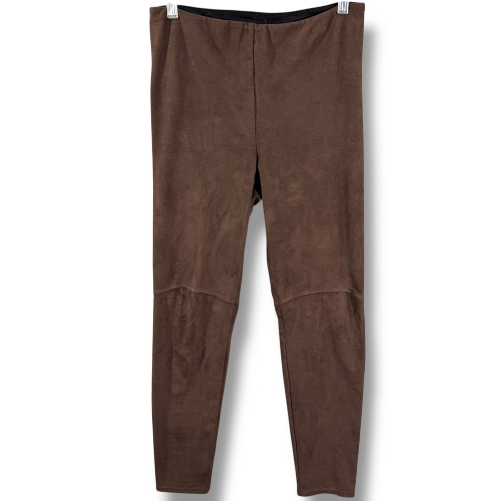 Lysse Leggings Faux Suede High Rise Stretch Brown Pants Size Medium